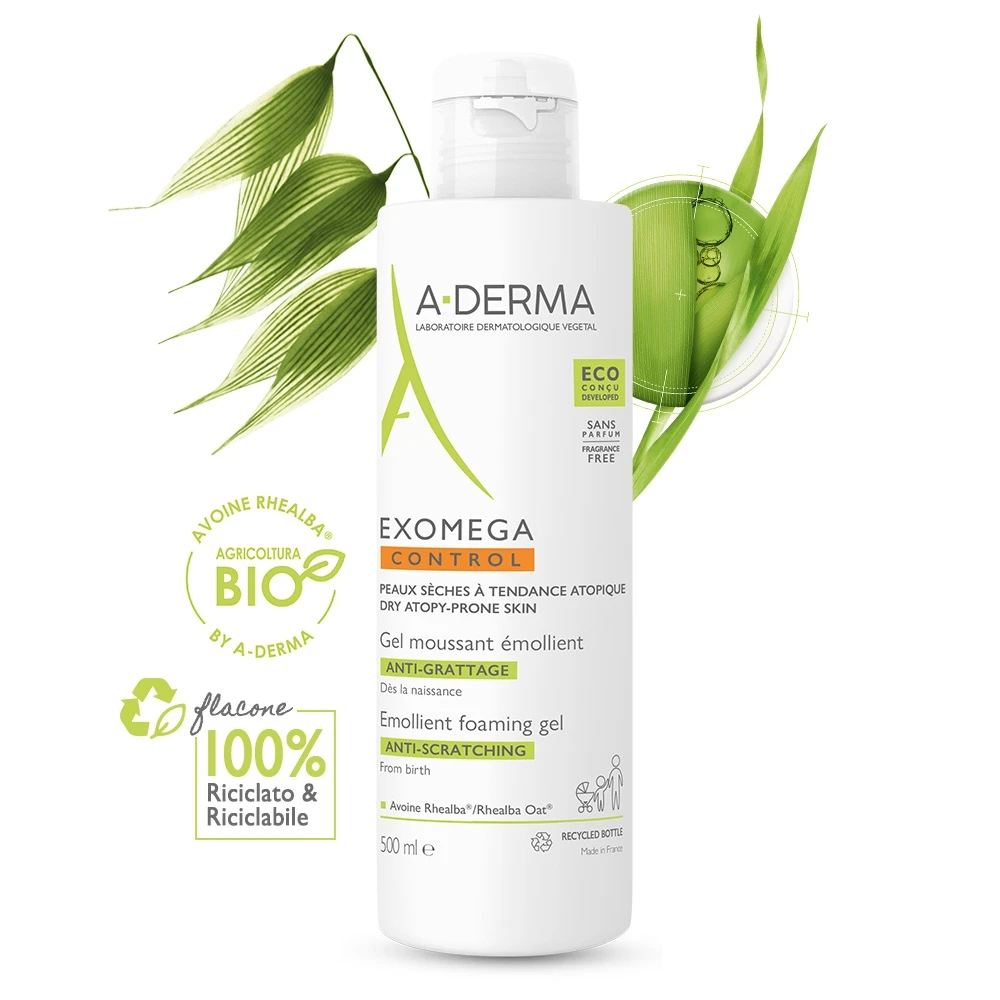 Pierre Fabre A-Derma Exomega Control Gel Detergente Emolliente Pelle Secca A Tendenza Atopica 500ml 3 Pierre Fabre A-Derma Exomega Control Gel Detergente Emolliente Pelle Secca A Tendenza Atopica 500ml