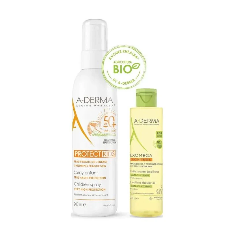 A Derma A-Derma Protect Kids SPF50+ Spray Solare Bambini 200ml + Exomega Control Olio Lavante 100ml 3 A Derma A-Derma Protect Kids SPF50+ Spray Solare Bambini 200ml + Exomega Control Olio Lavante 100ml