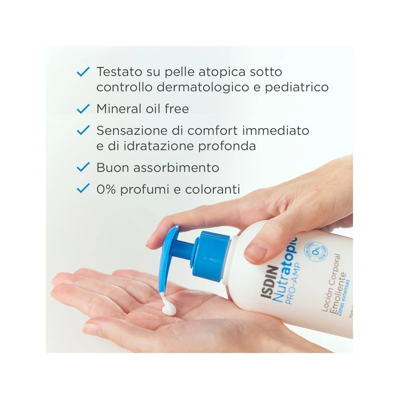 Isdin Nutratopic PRO-AMP Lozione Emolliente Pelle Atopica 400ml 6 Isdin Nutratopic PRO-AMP Lozione Emolliente Pelle Atopica 400ml - immagine 4
