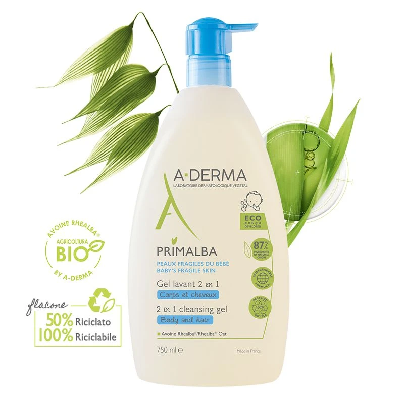 A Derma A-Derma Primalba Gel Detergente 2 In 1 750ml 3 A Derma A-Derma Primalba Gel Detergente 2 In 1 750ml